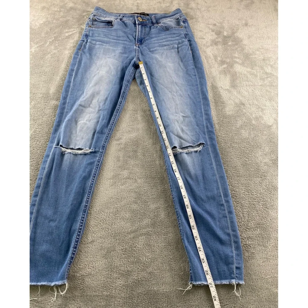 Express Jeans Ankle Legging High Rise Distressed Raw Hem Light Wash Blue 6R